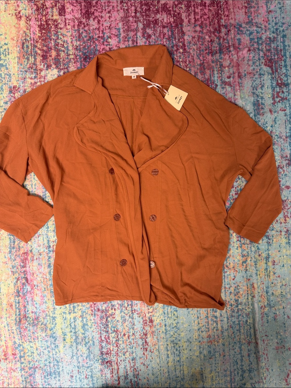 Lightweight Rust Button-Front Blouse Jacket - Unbranded